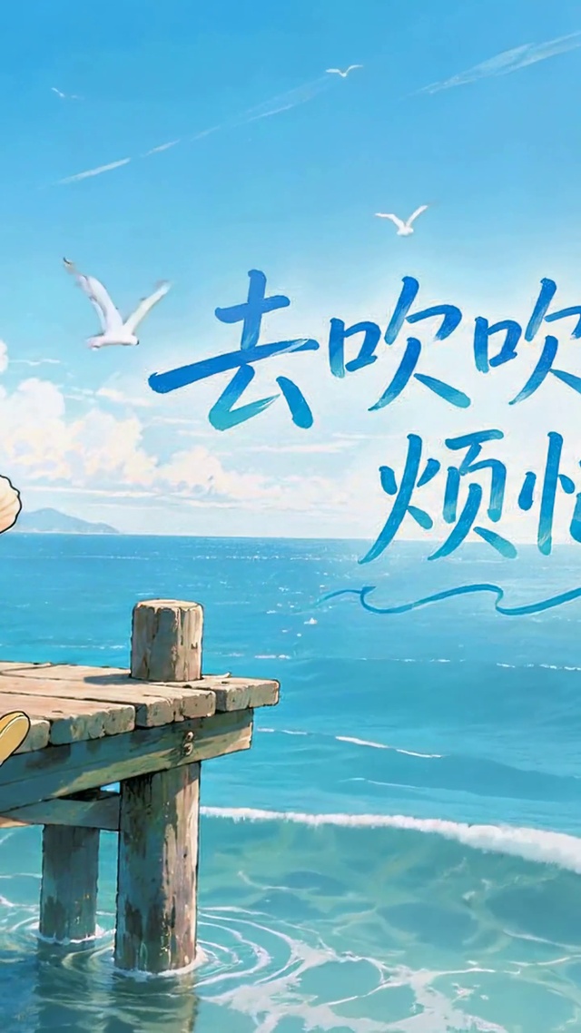 蜡笔小新海边吹海风治愈壁纸