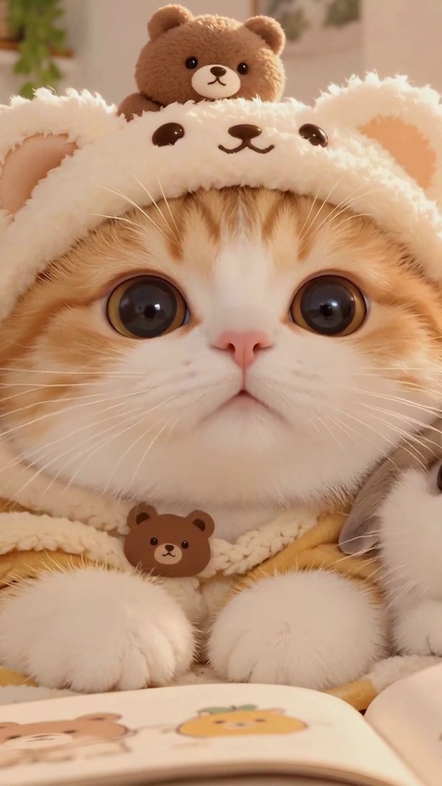 橘猫萌兔温馨卧室