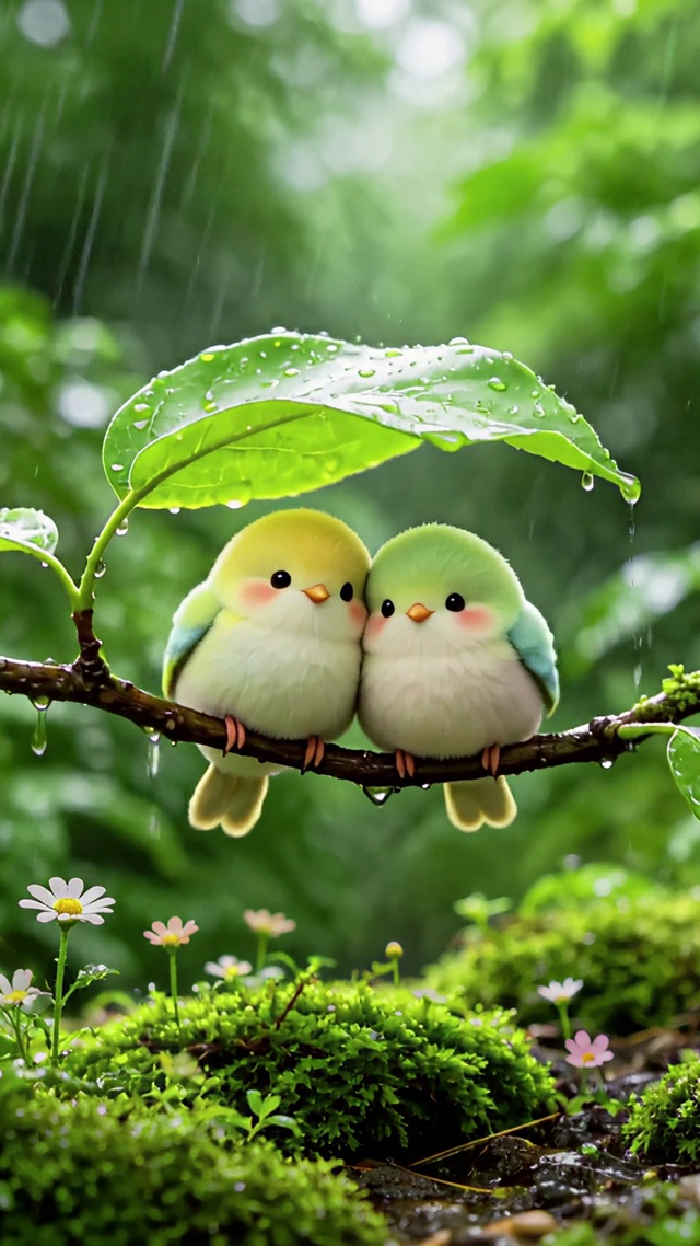 雨中小鸟