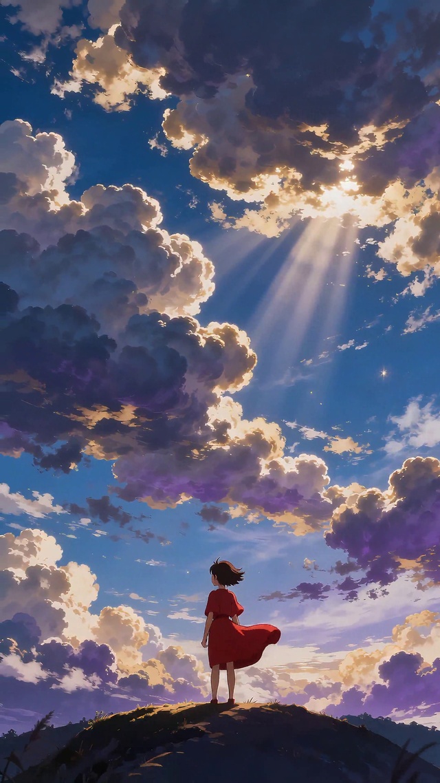 阳光下的红衣少女