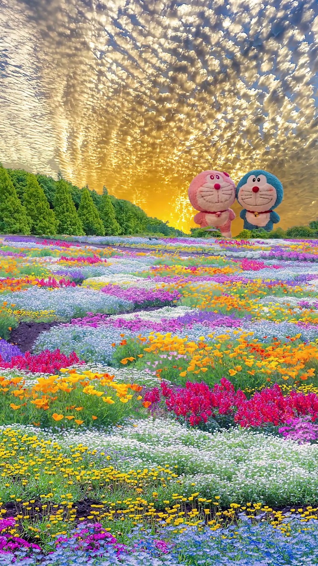 浪漫叮当猫花海