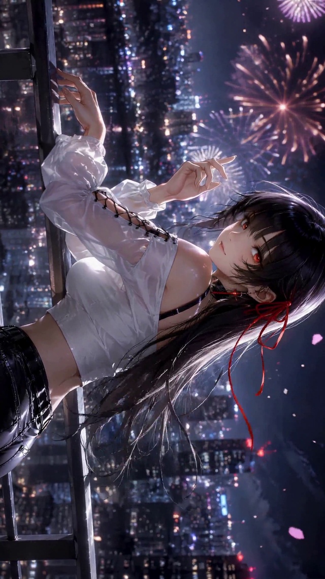 都市烟花夜二次元美少女