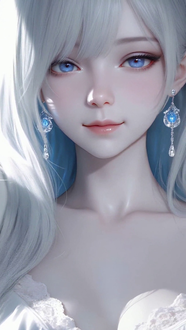 银发蓝眼清纯美女