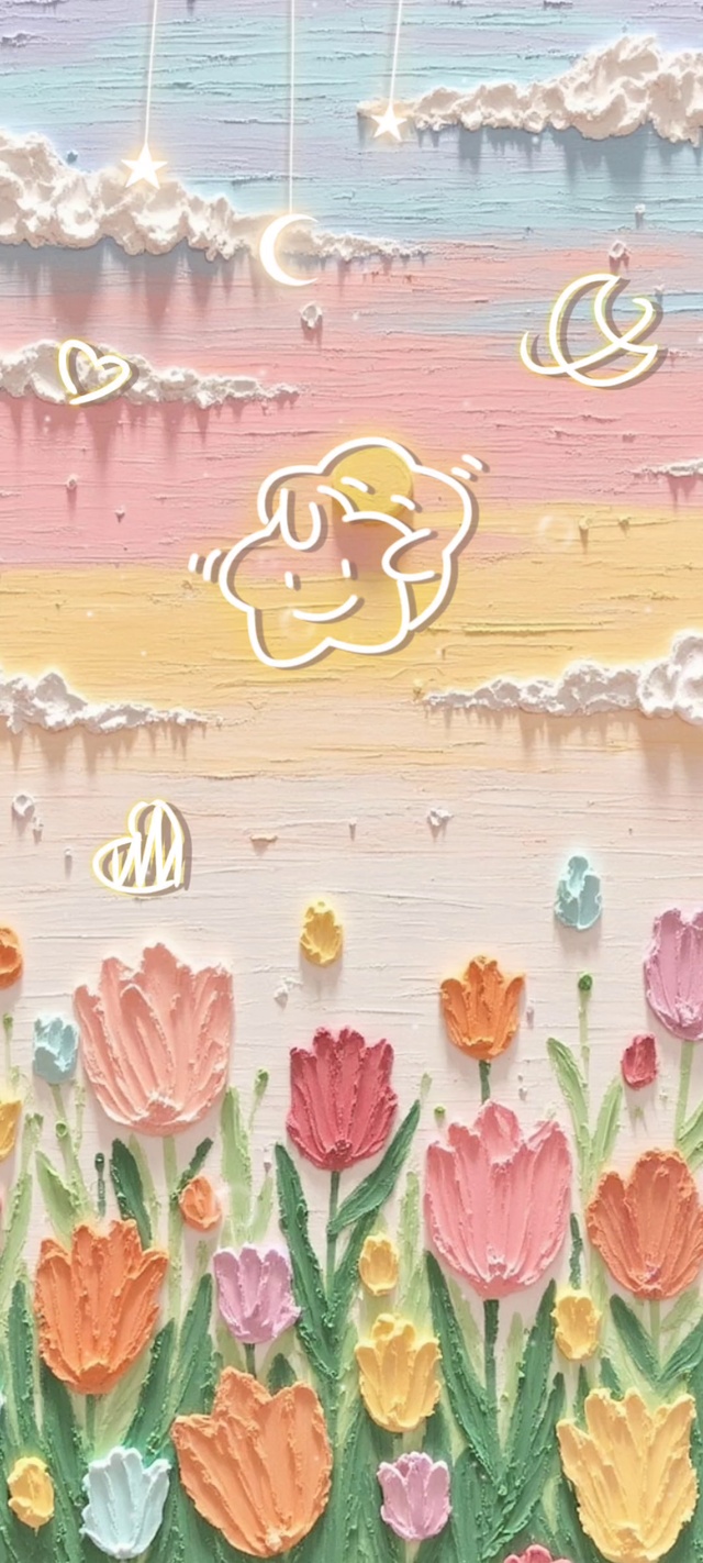 肌理画小清新渐变郁金香