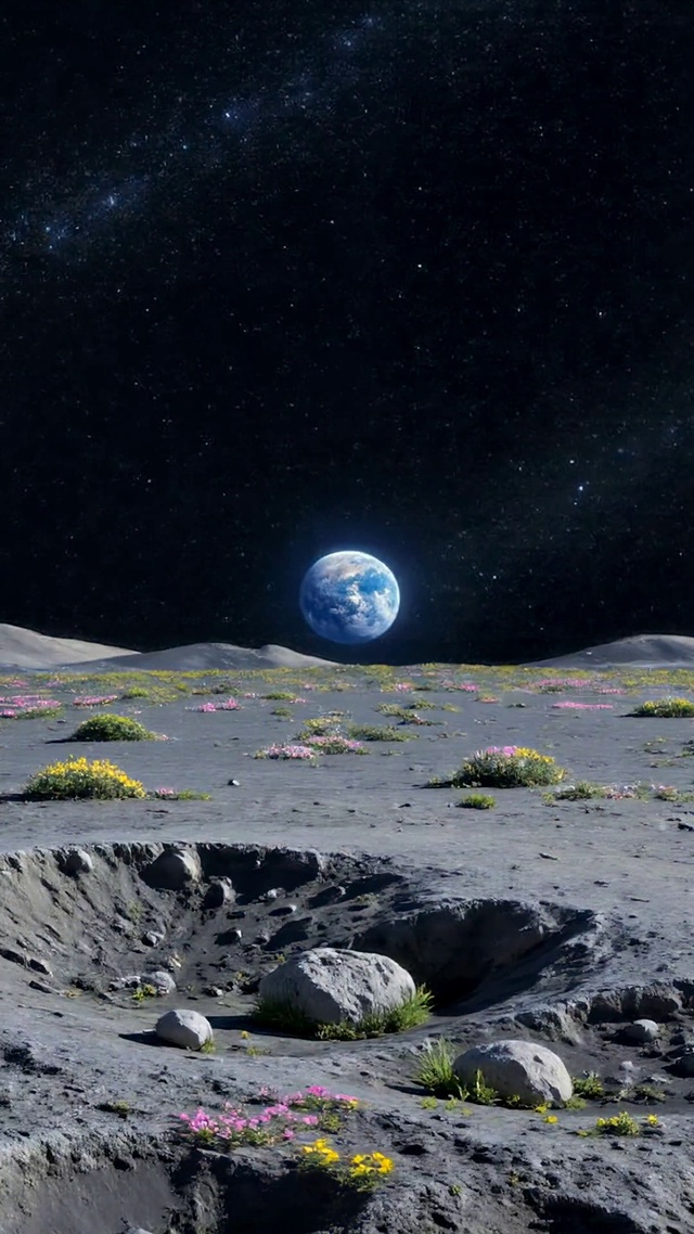 月面繁花 遥望地球星空