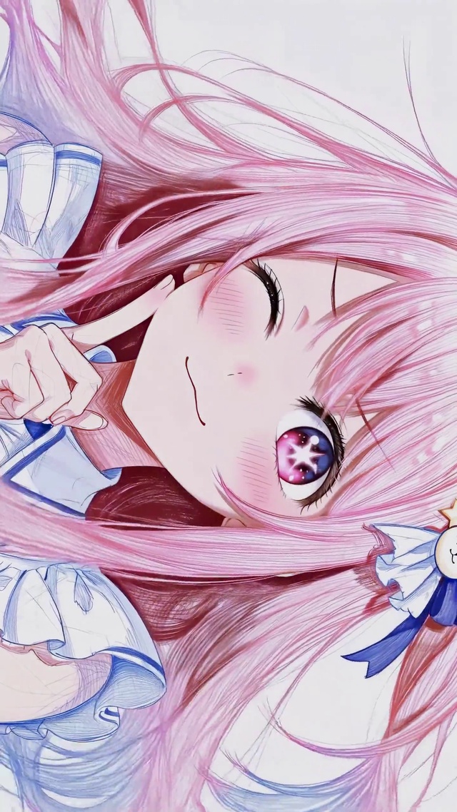 粉发眨眼二次元美少女