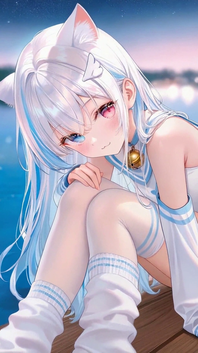 月夜河畔猫耳少女
