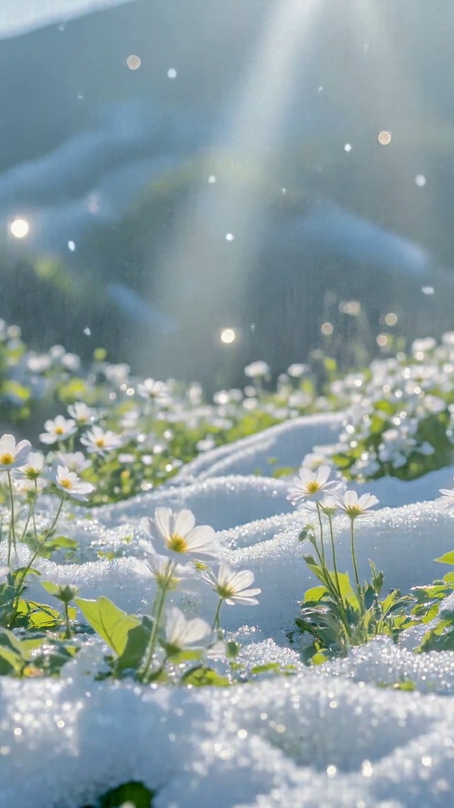 雪后山间治愈小白花