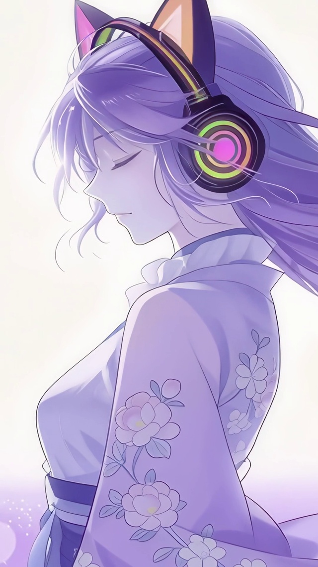 二次元耳机猫耳美女