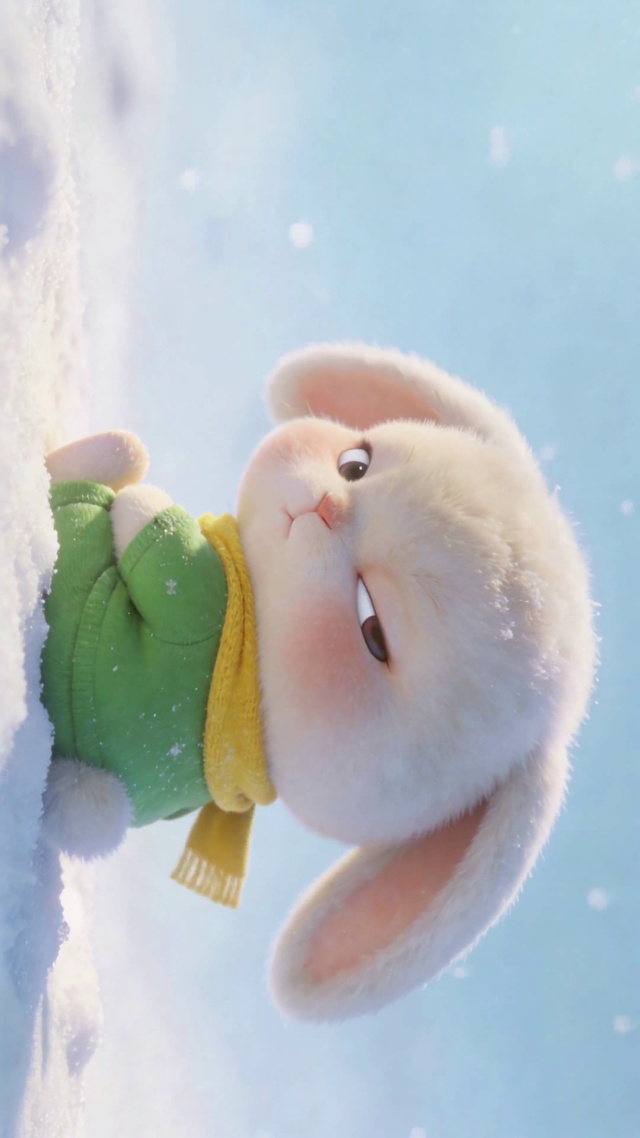 雪天可爱软萌垂耳兔
