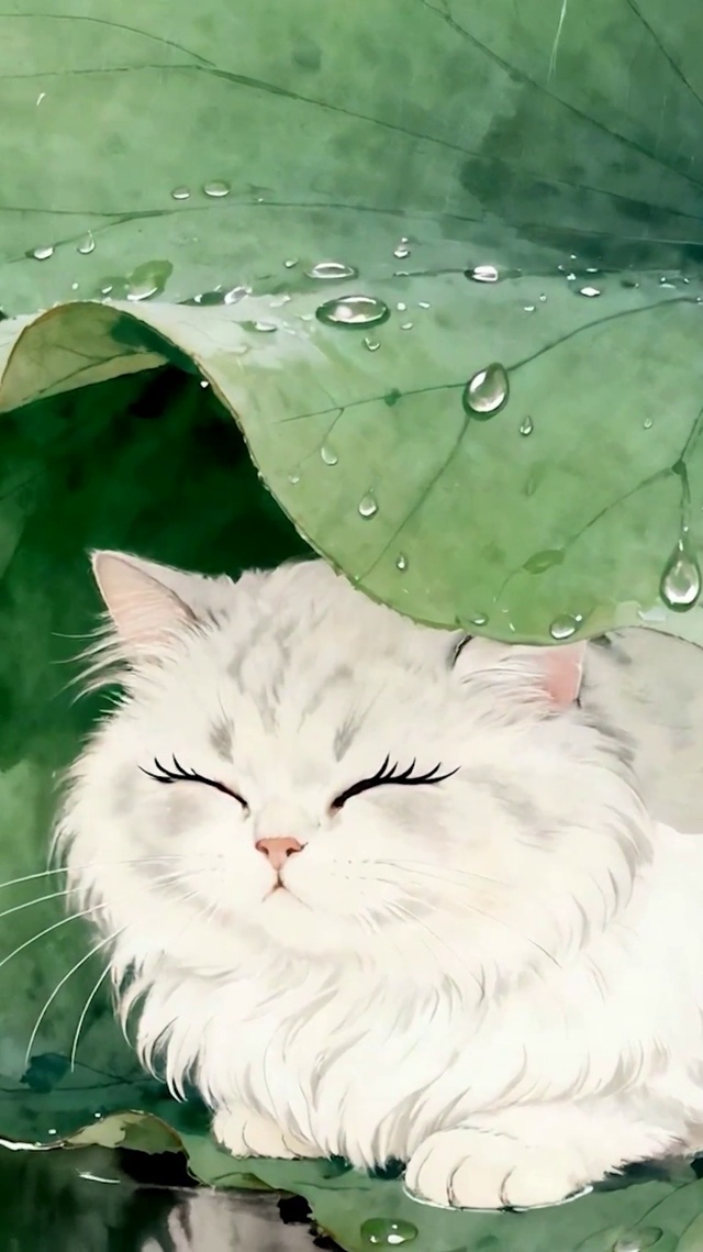 雨天躲雨猫咪