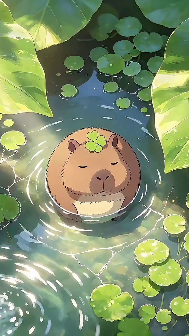 森林流水边卡皮巴拉