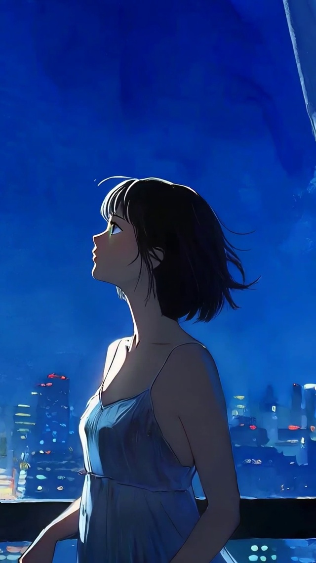 星空下女孩