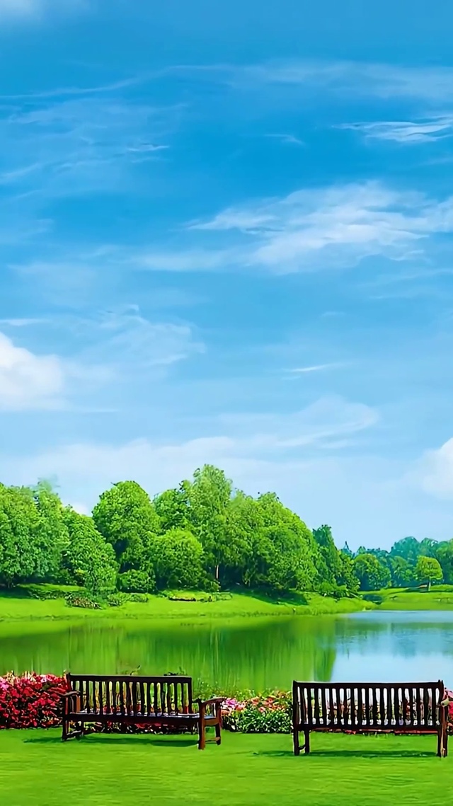 白云树木绿景