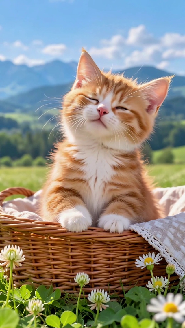 山野花田可爱橘猫