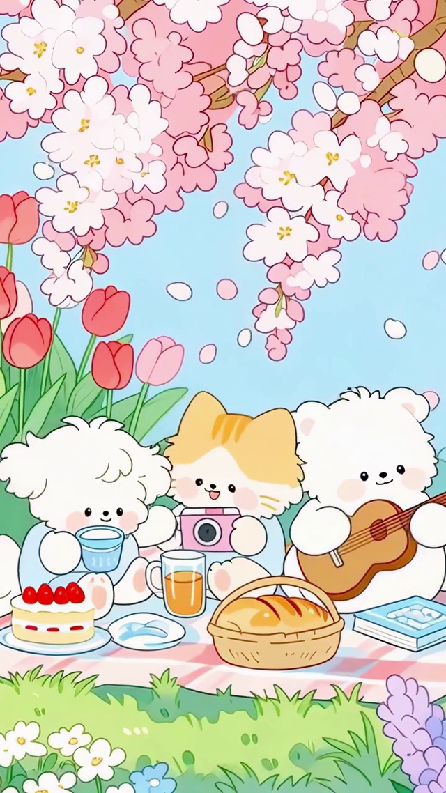 樱花树下的小熊野餐会