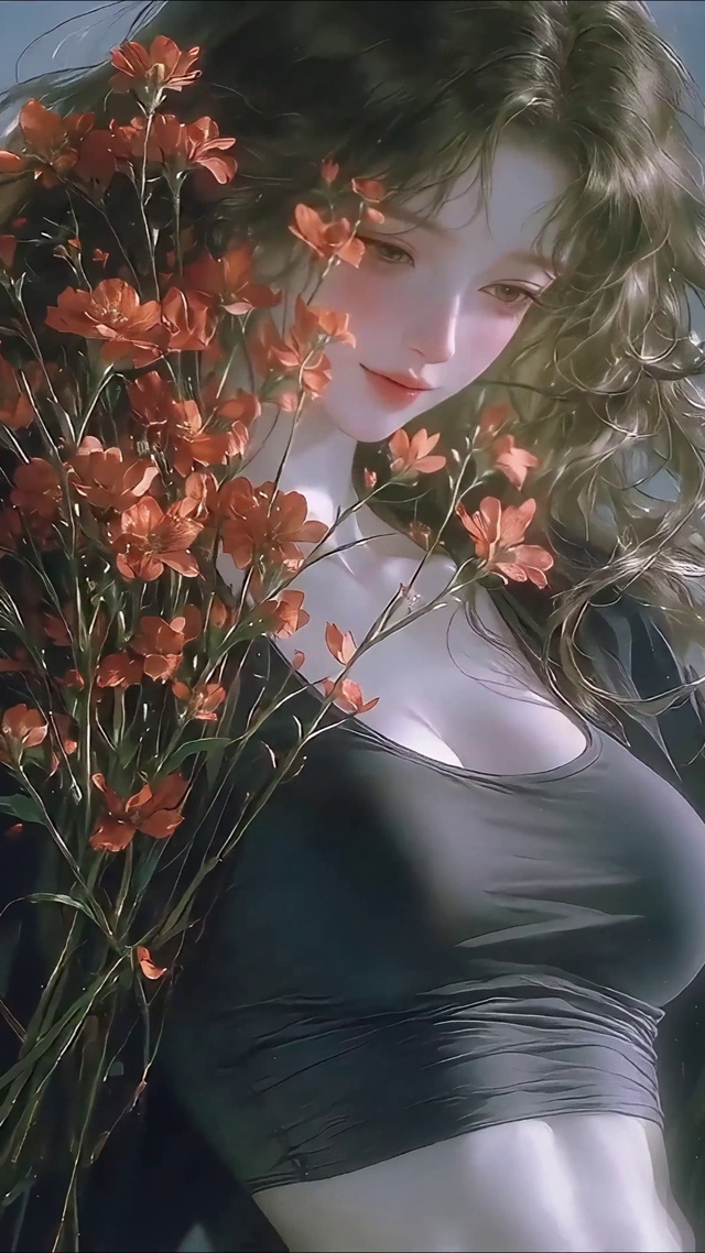 复古油画风少女