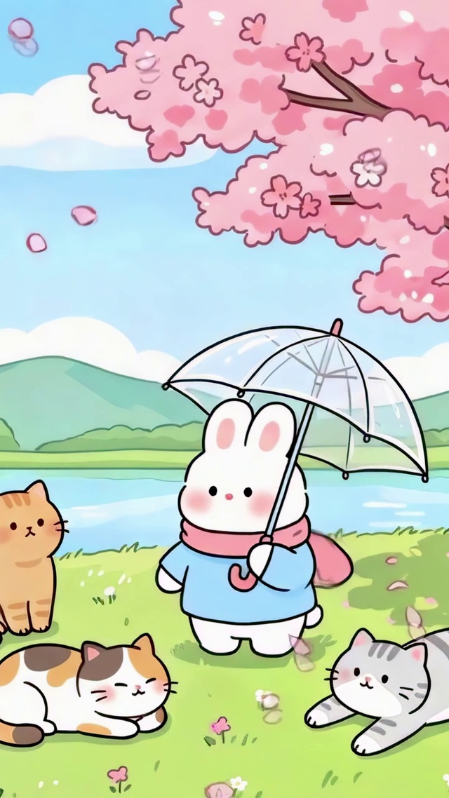 春日湖边的樱花萌宠聚会