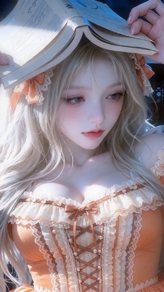 头顶书本的宫廷少女