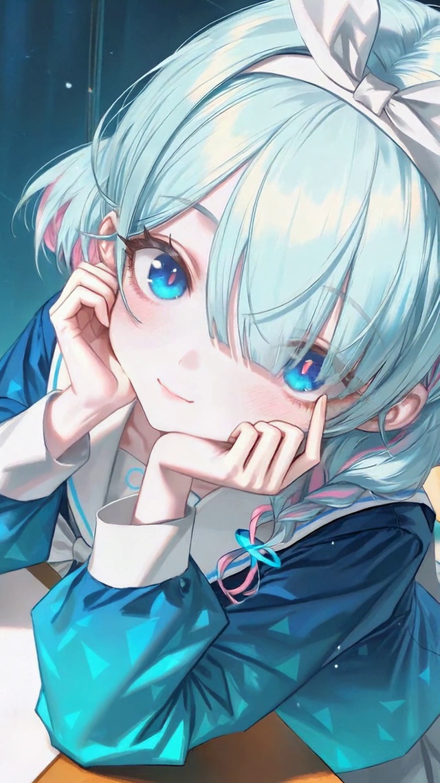 教室蓝发清纯美少女阿罗娜