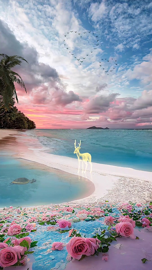 玫瑰海，爱心鸟