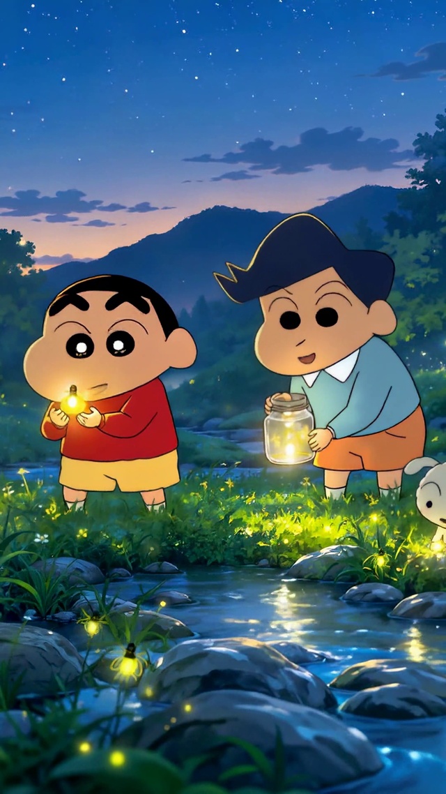 蜡笔小新夏夜抓萤火虫