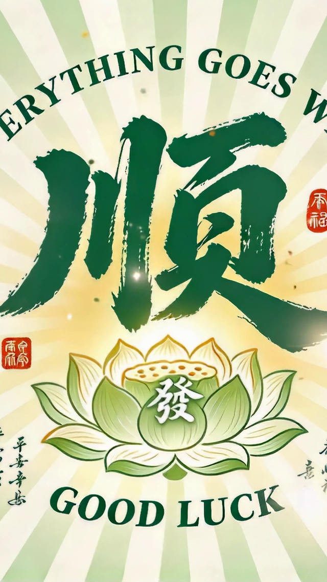 国风顺字好运清新壁纸