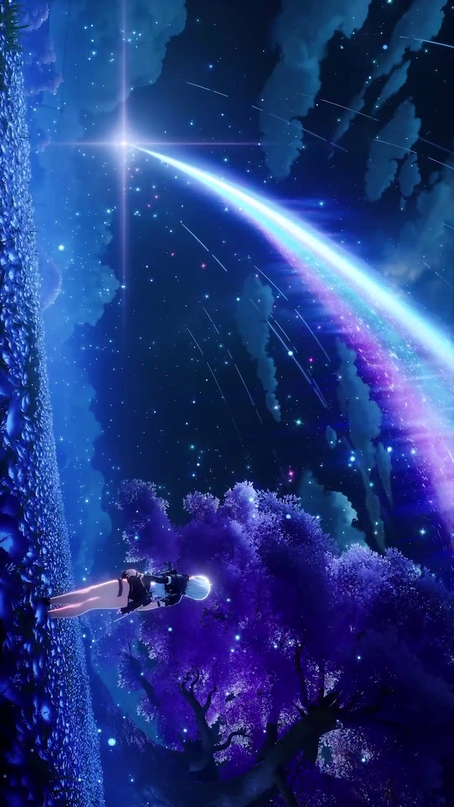 夜晚星空下的花海