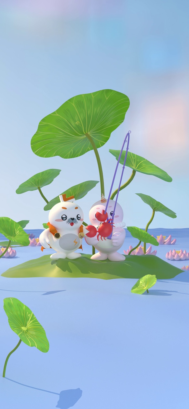 海豹良小宝与粉米花·荷塘垂钓