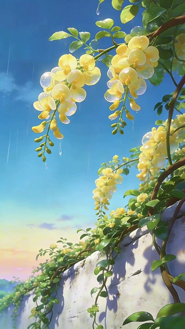 雨落垂花
