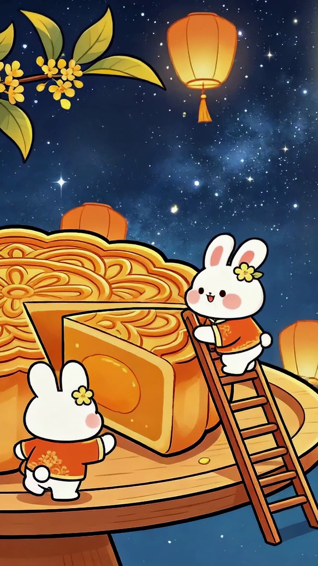 花好月圆萌兔中秋贺团圆