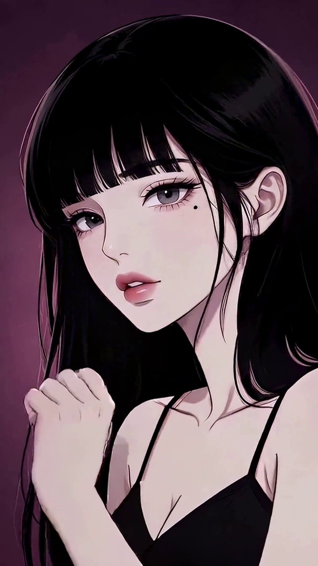 暗黑风黑长直二次元美少女