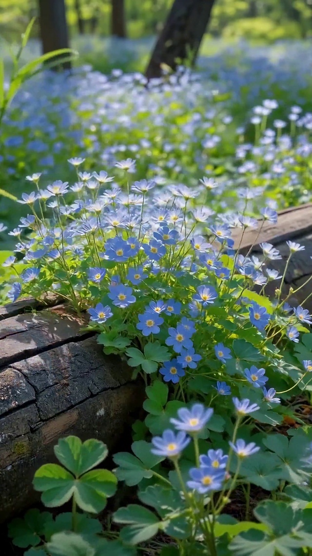 清新治愈林间蓝花秘境