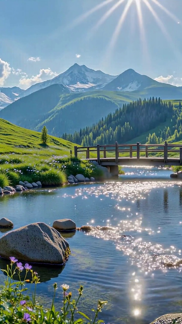 治愈清新山间溪流自然风景