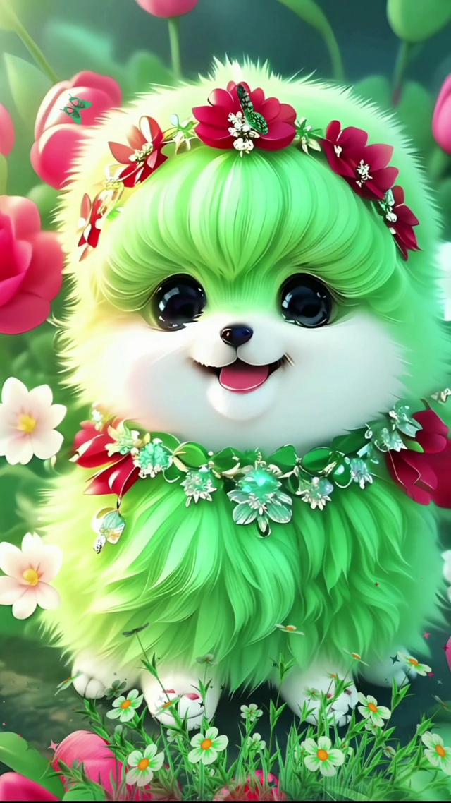 护眼绿博美