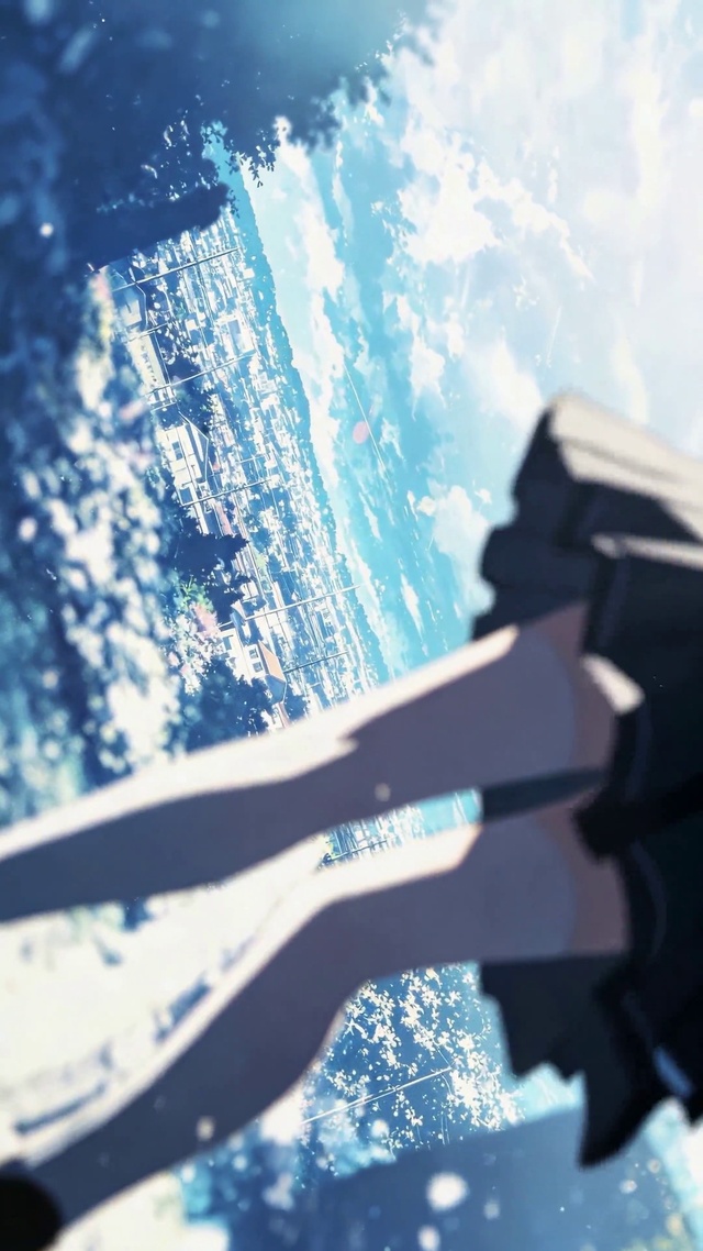 夏日城镇动漫少女背影