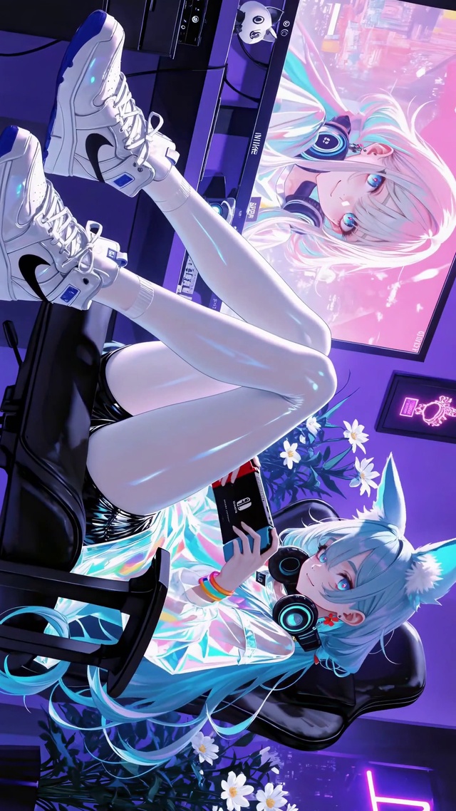 赛博房间里的电竞女孩