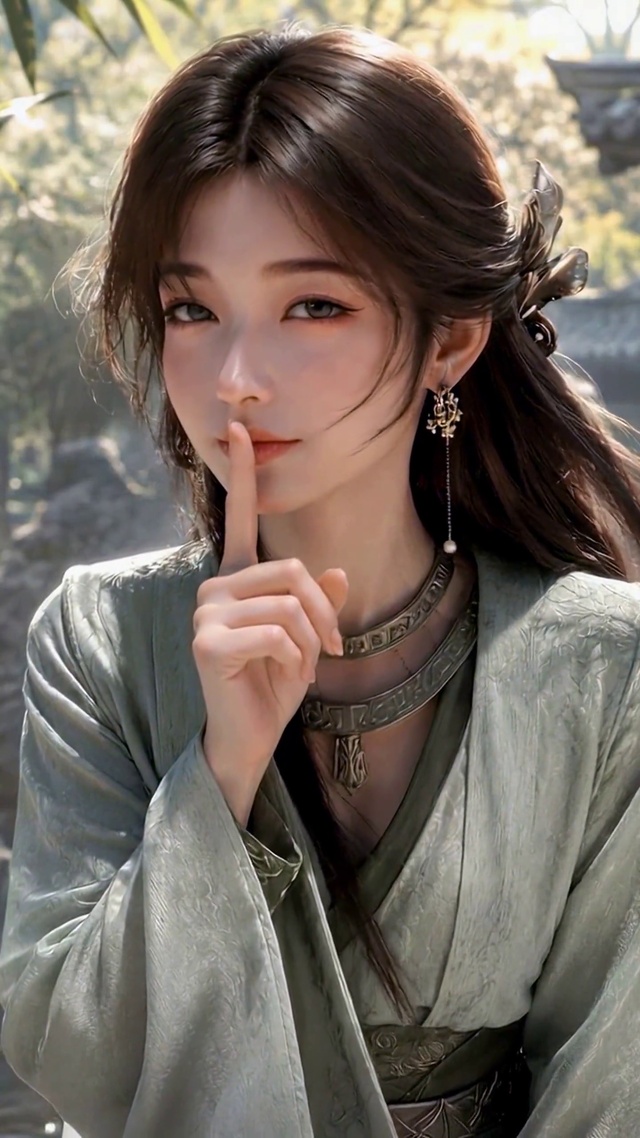 古风竹林清雅美女