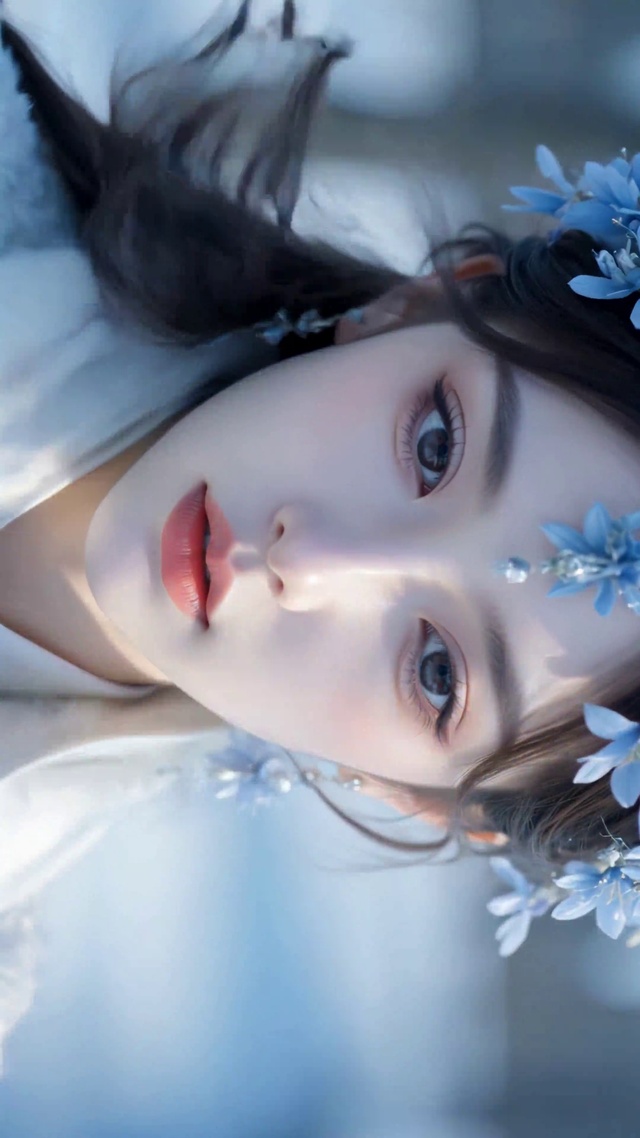 雪境蓝花古风冰颜佳人