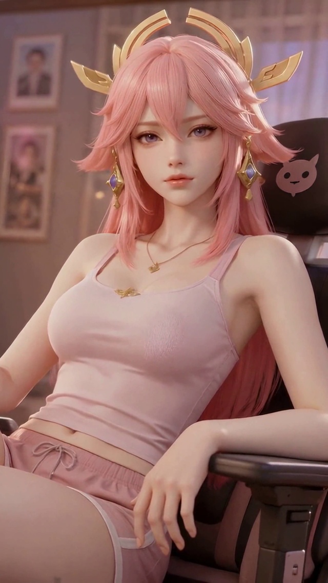 电竞房粉发美少女八重神子