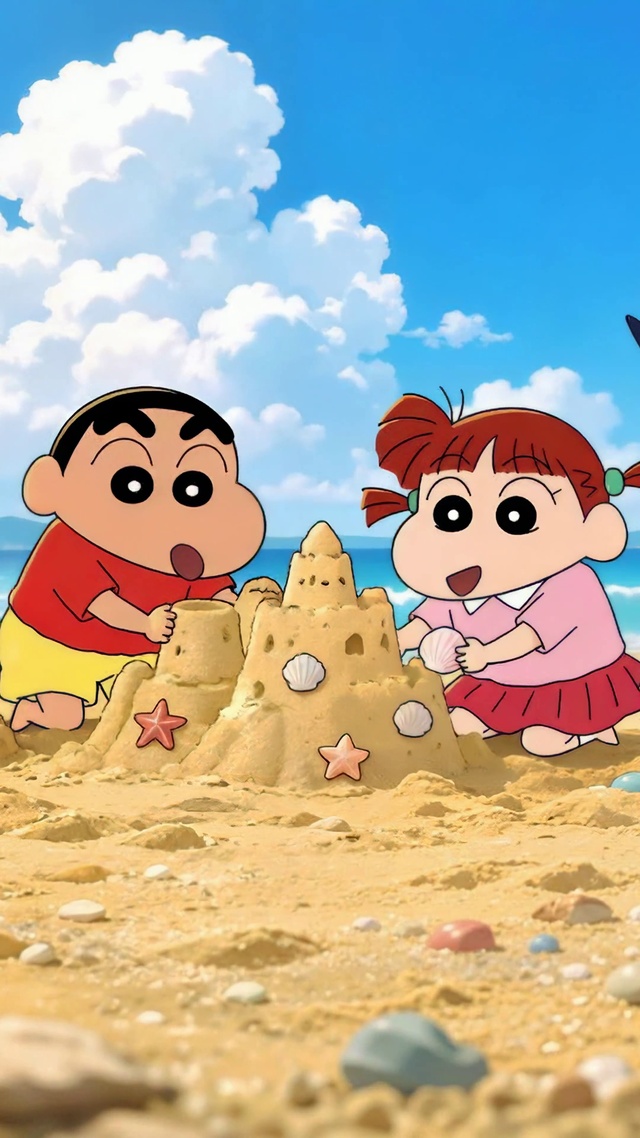 春日部小伙伴海滩堆沙堡