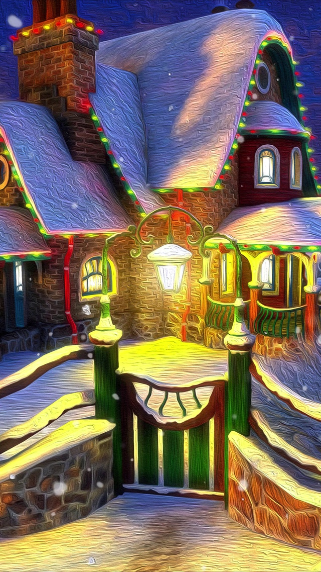 4K梦幻雪天小屋