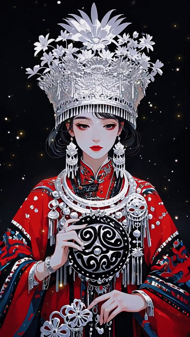 拿图腾面具的苗疆少女