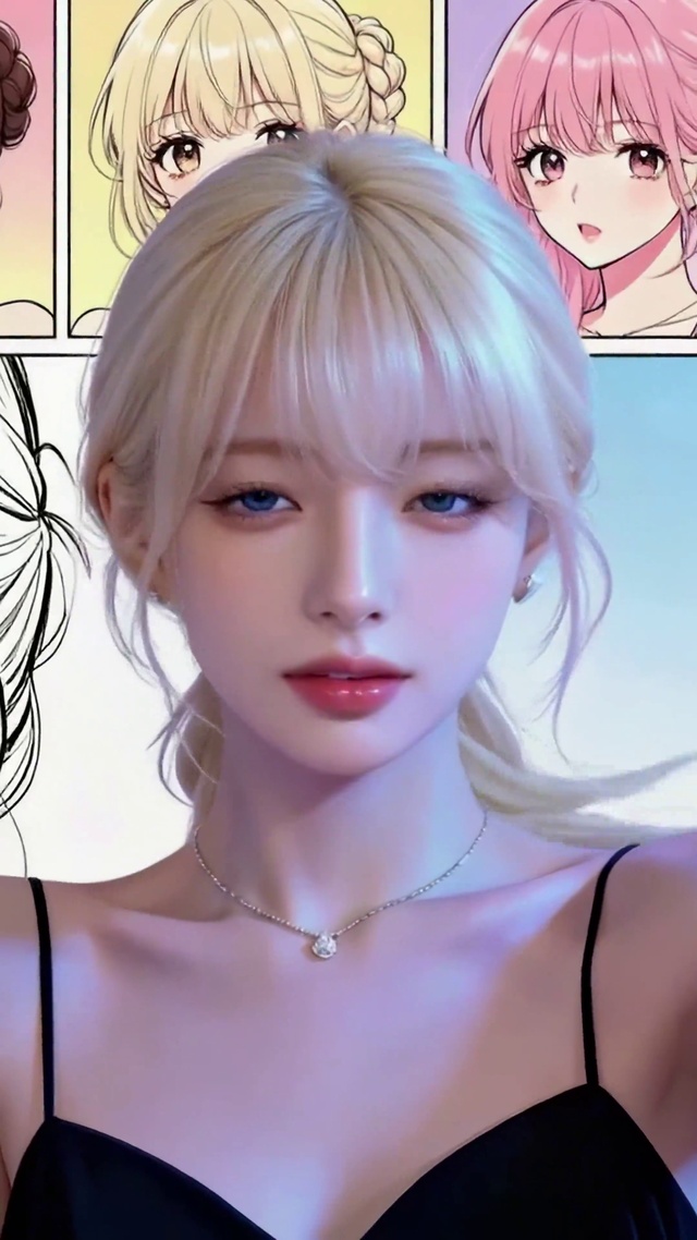 漫画背景金发清纯美女