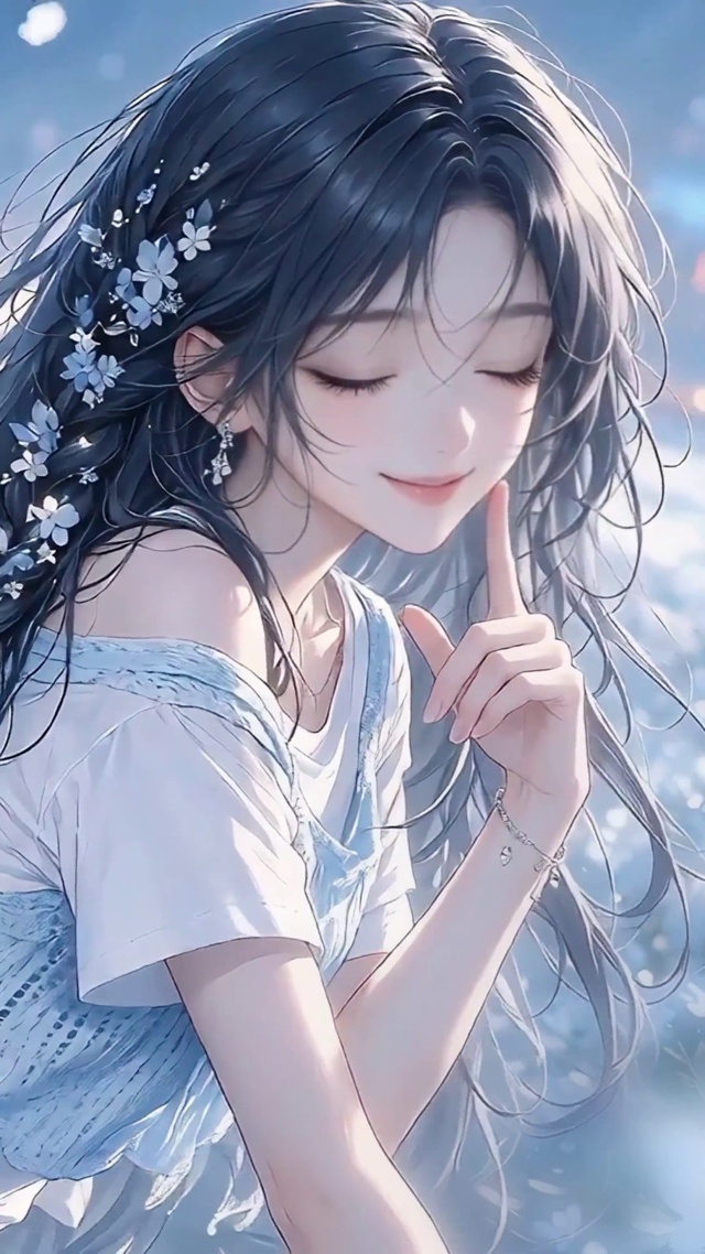 勿忘我花海少女