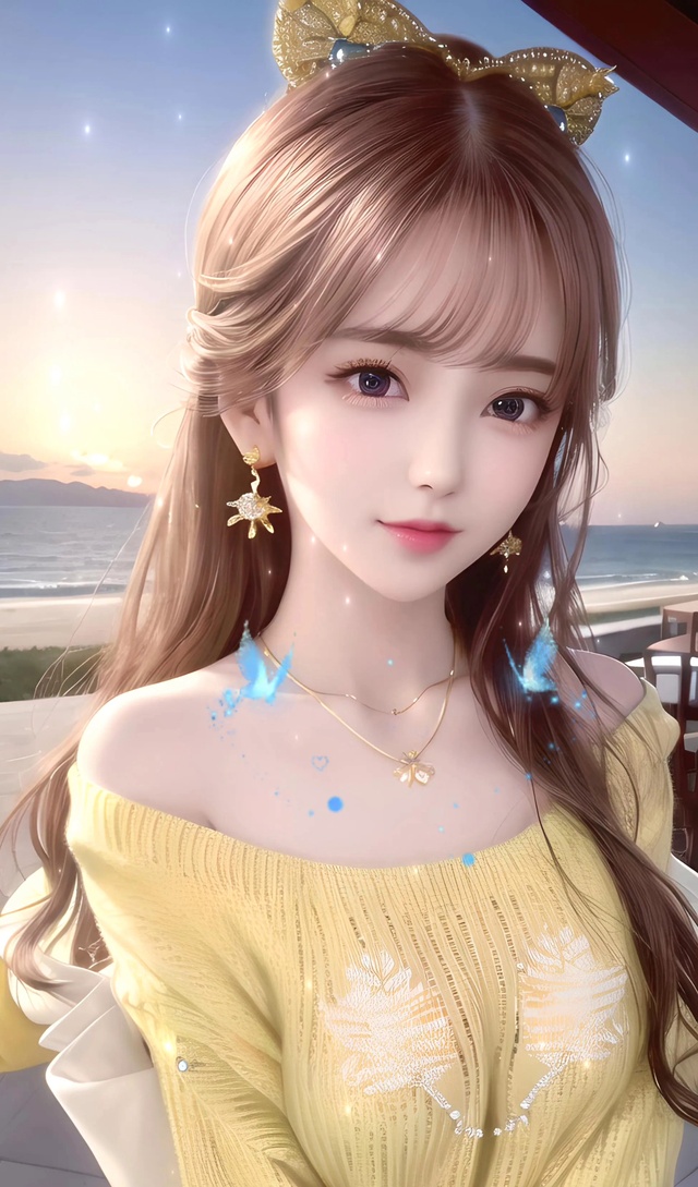 4K 黄色蝴蝶结的少女
