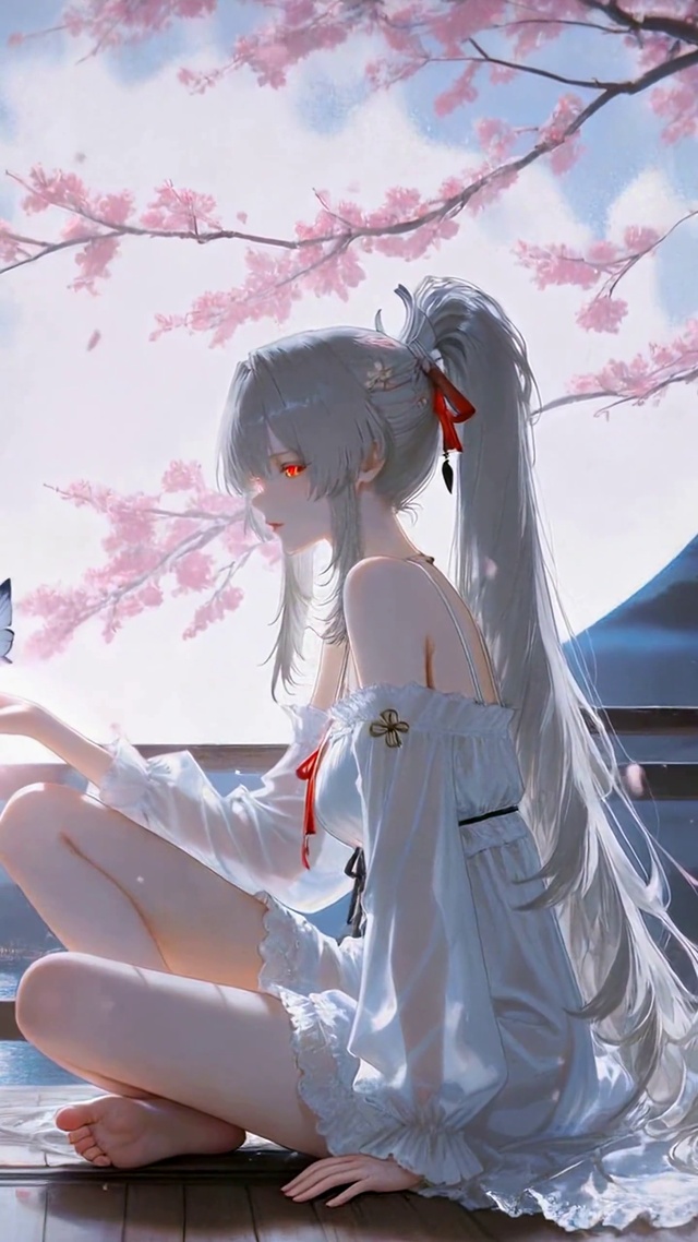 月下樱花银发美少女绯雪