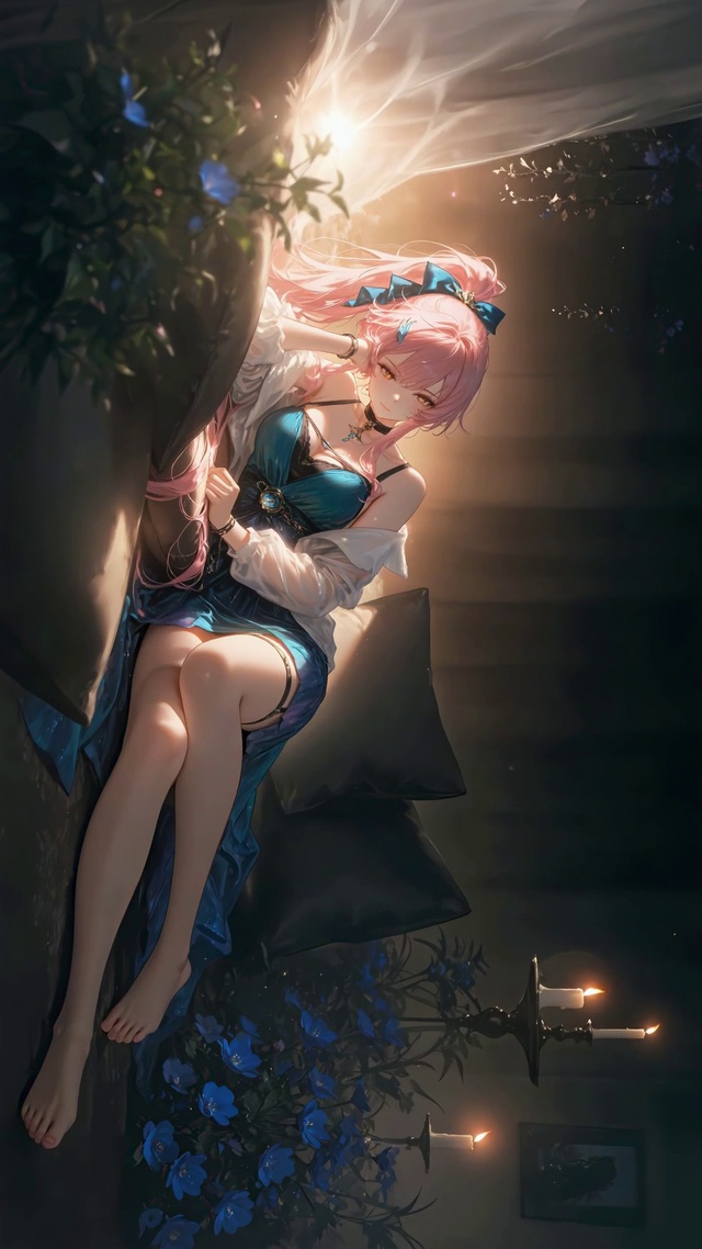 暗调烛光慵懒少女爱弥斯