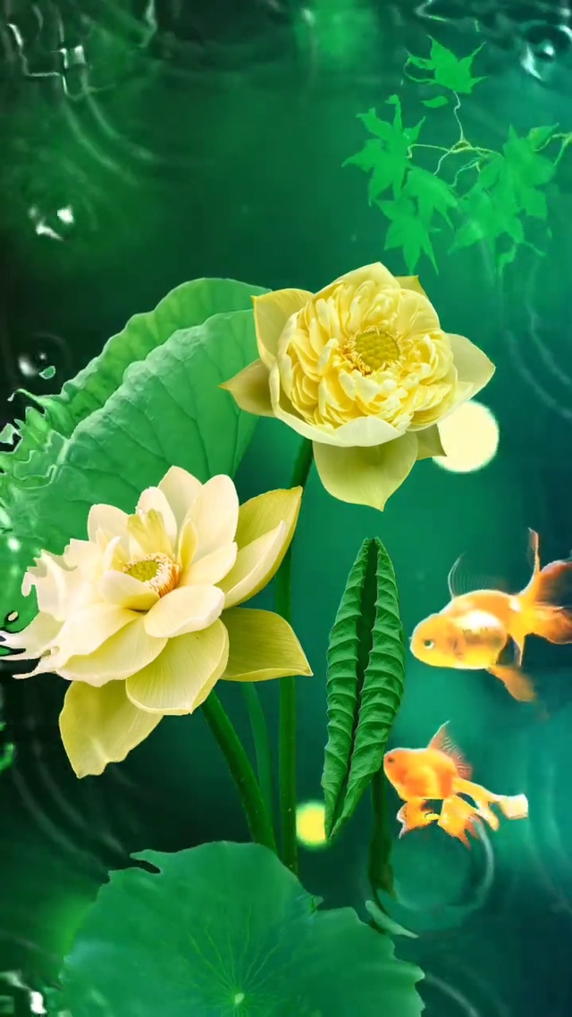 荷花锦鲤