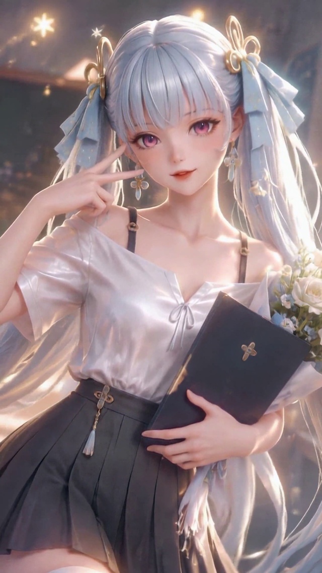 阳光教室银发二次元美少女